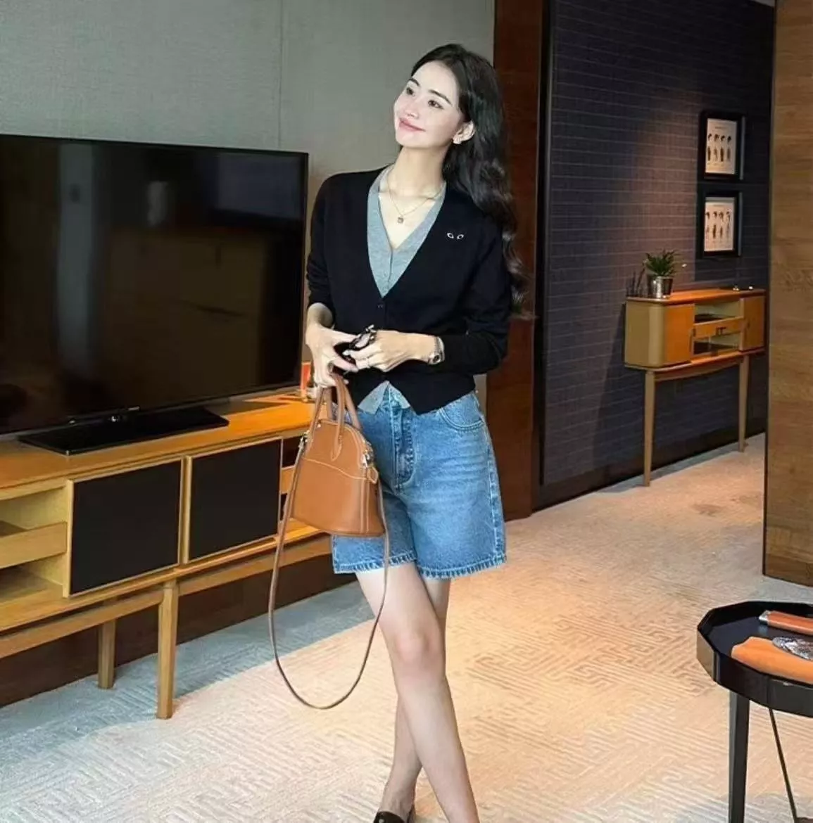 꼼데가르송 하트 자수 배색 레이어드 브이넥 니트 가디건 상세 이미지 31