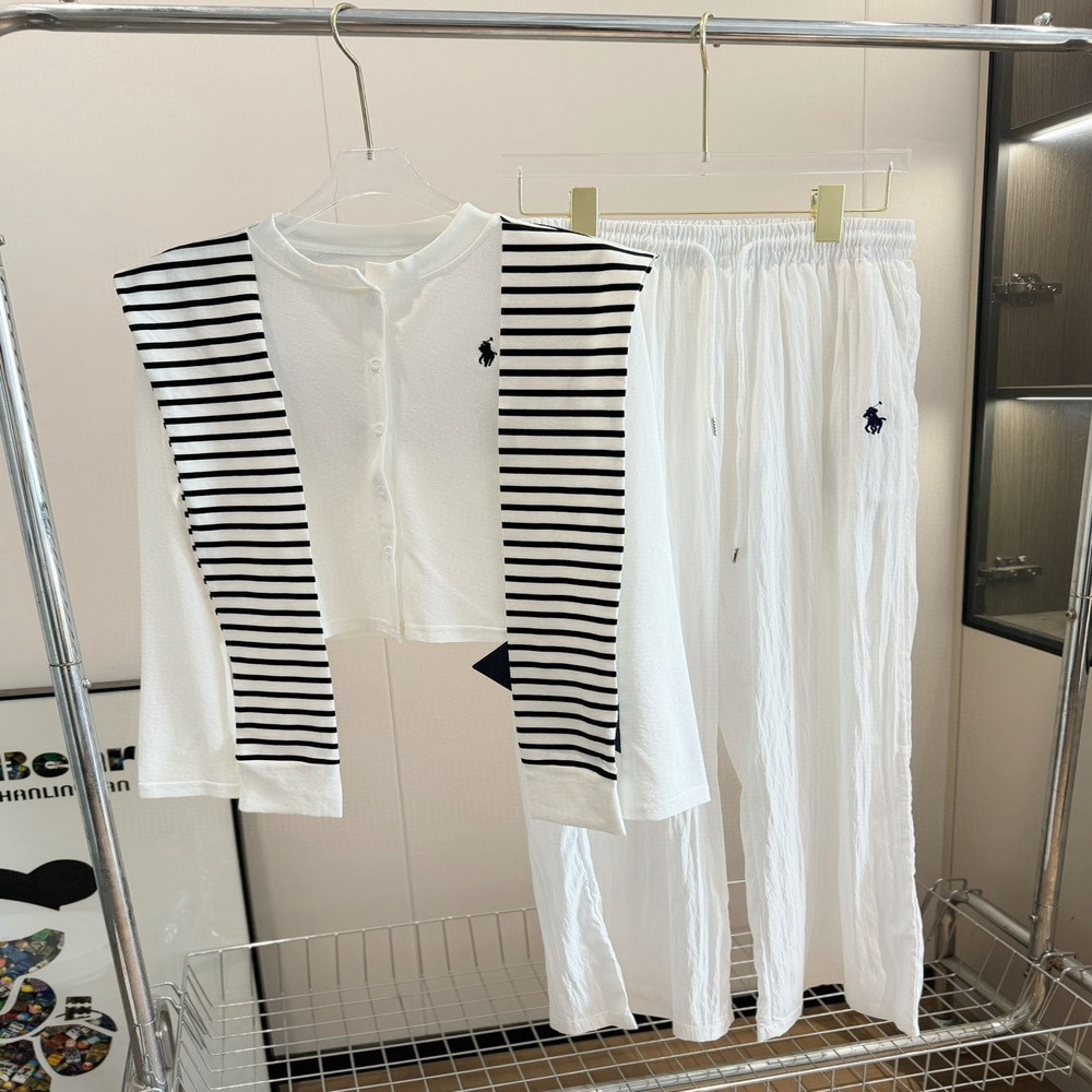 랄프로렌 전마 자수 아이스 린넨 가디건 팬츠 세트