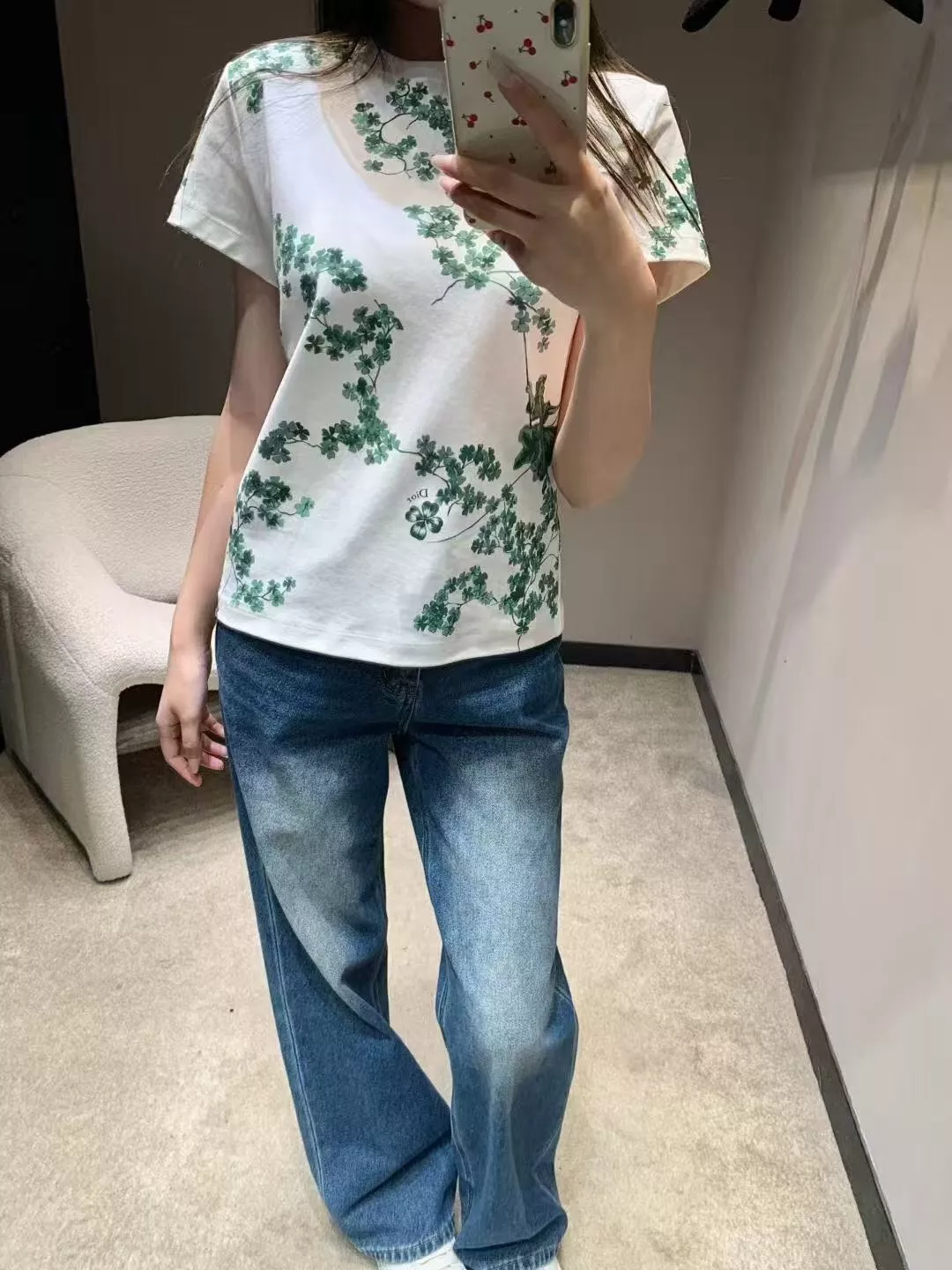 디올 행운 네잎클로버 프린트 반팔 티셔츠 상세 이미지 10