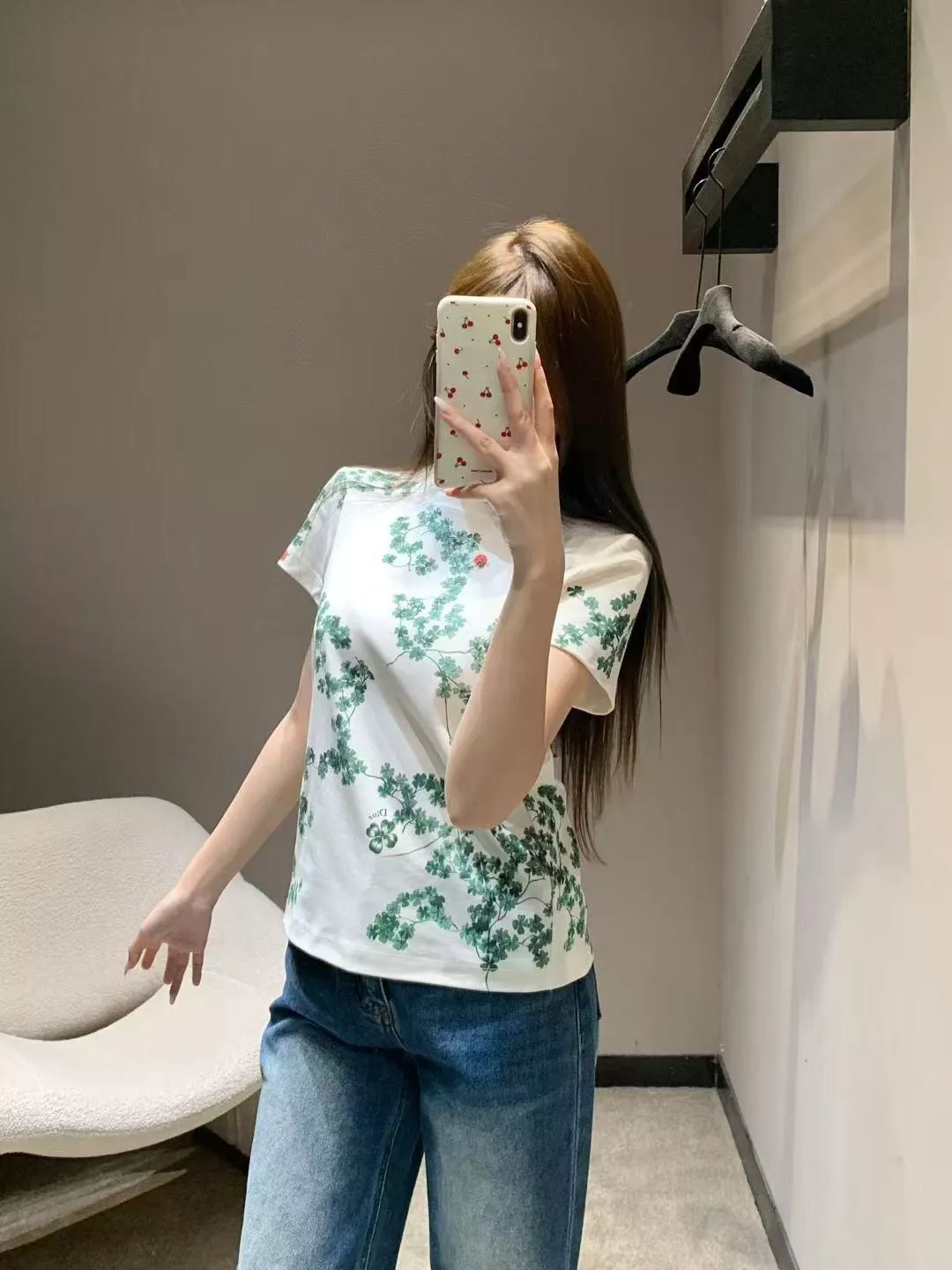 디올 행운 네잎클로버 프린트 반팔 티셔츠 상세 이미지 18