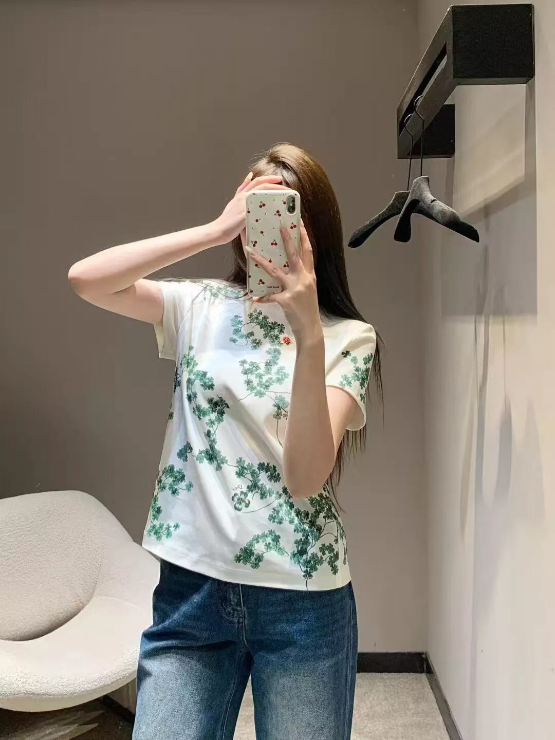 디올 행운 네잎클로버 프린트 반팔 티셔츠 상세 이미지 15