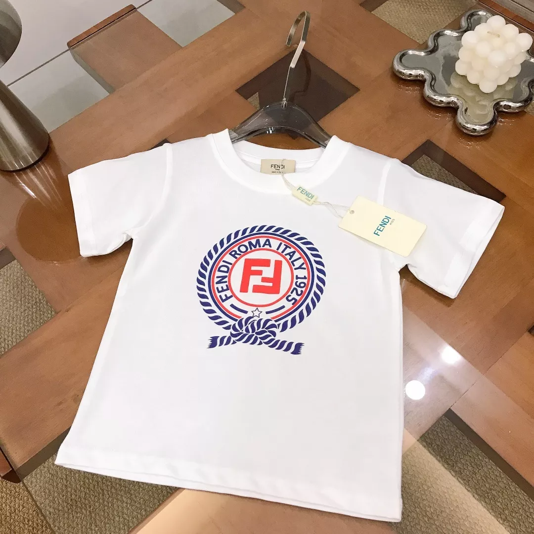 펜디 키즈 로고 프린트 코튼 반팔 티셔츠 상세 이미지 2