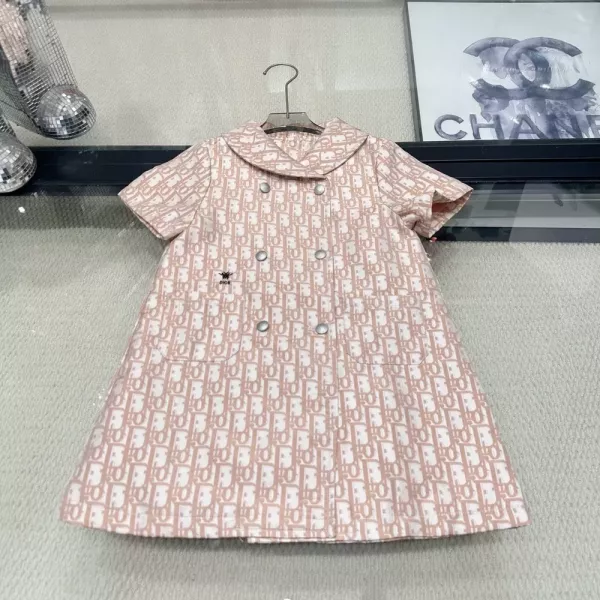 디올 로고 패턴 반소매 원피스