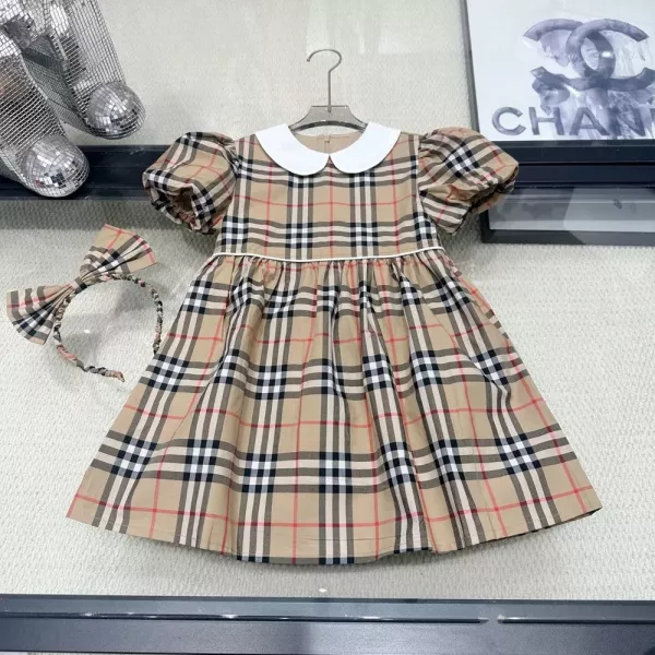 버버리 체크 카라 원피스 세트