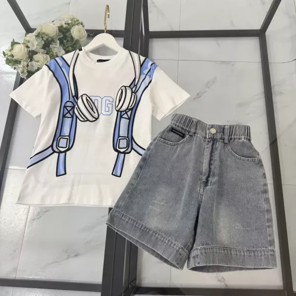 돌체앤가바나 백팩 프린트 반소매 티셔츠 데님 팬츠 세트