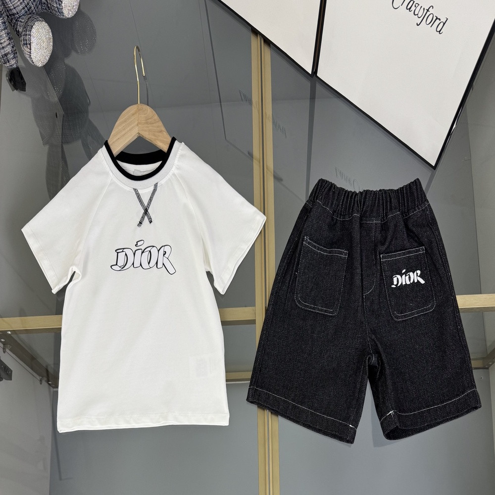 디올 아동 반소매 티셔츠 데님 반바지 세트