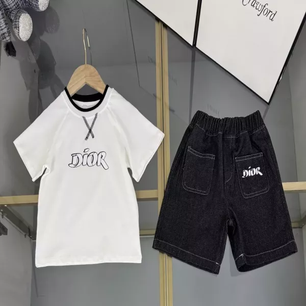 디올 아동 반소매 티셔츠 데님 반바지 세트