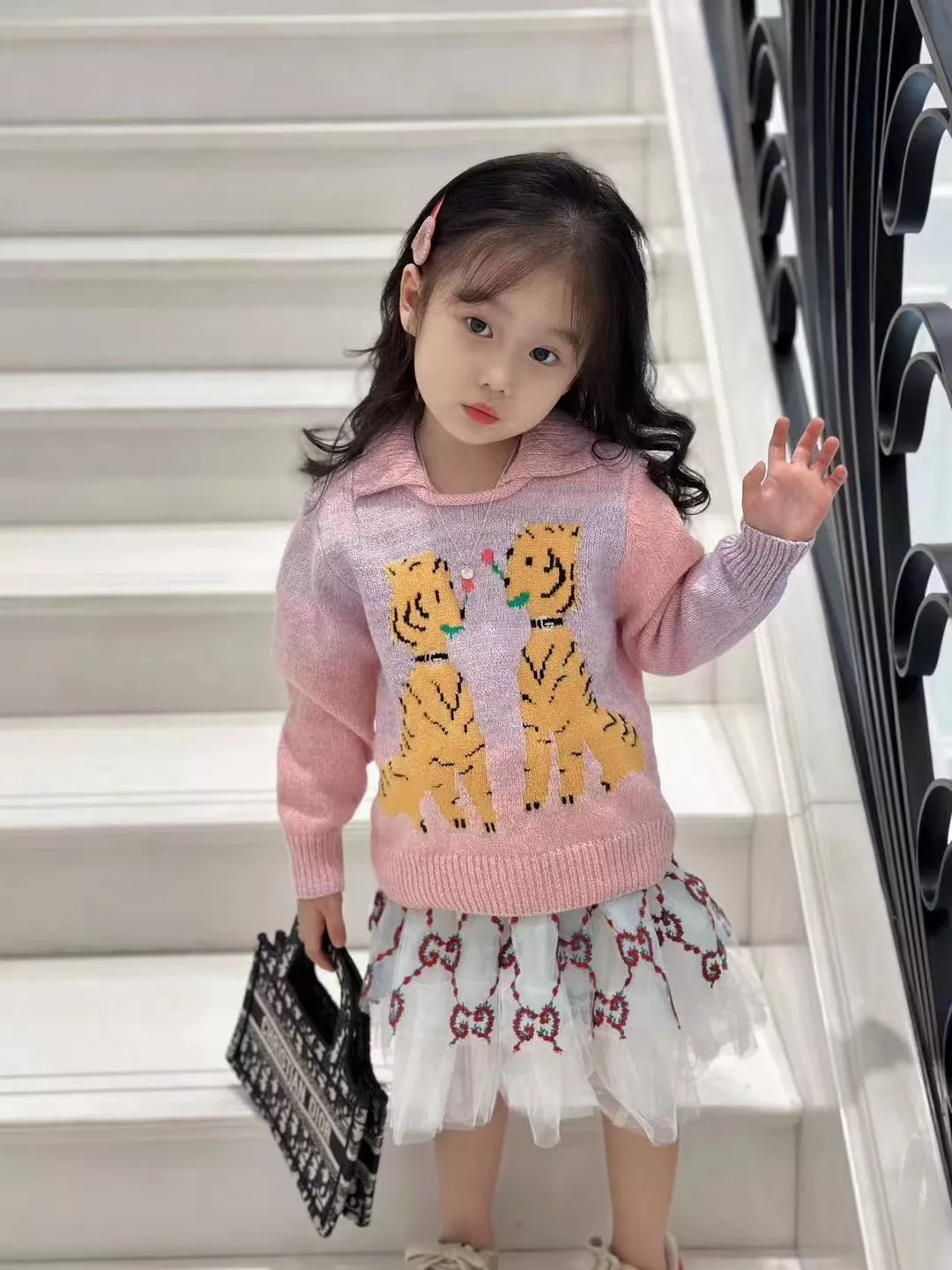 구찌 고양이 자카드 폴로 니트 상세 이미지 25