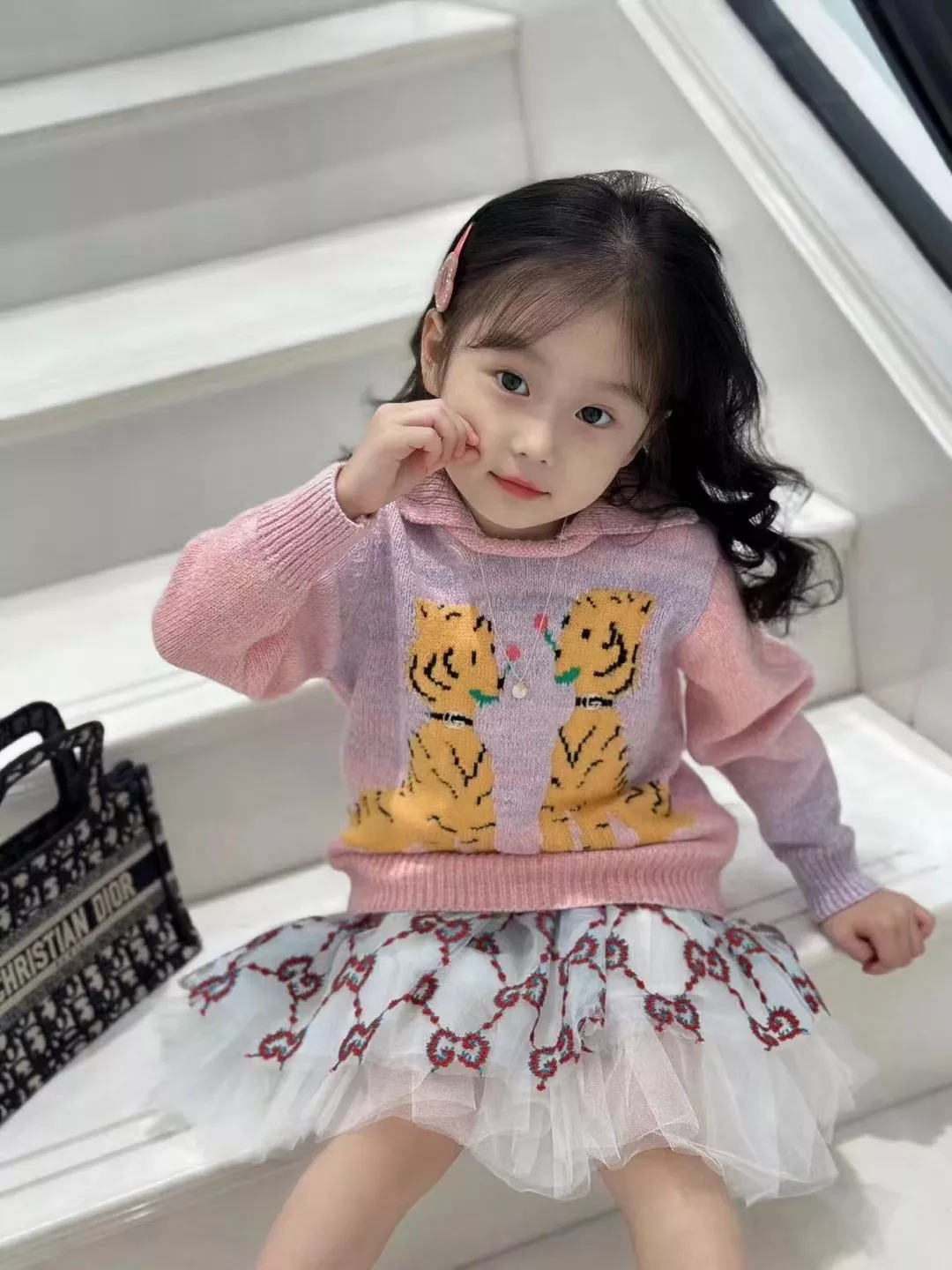 구찌 고양이 자카드 폴로 니트 상세 이미지 16
