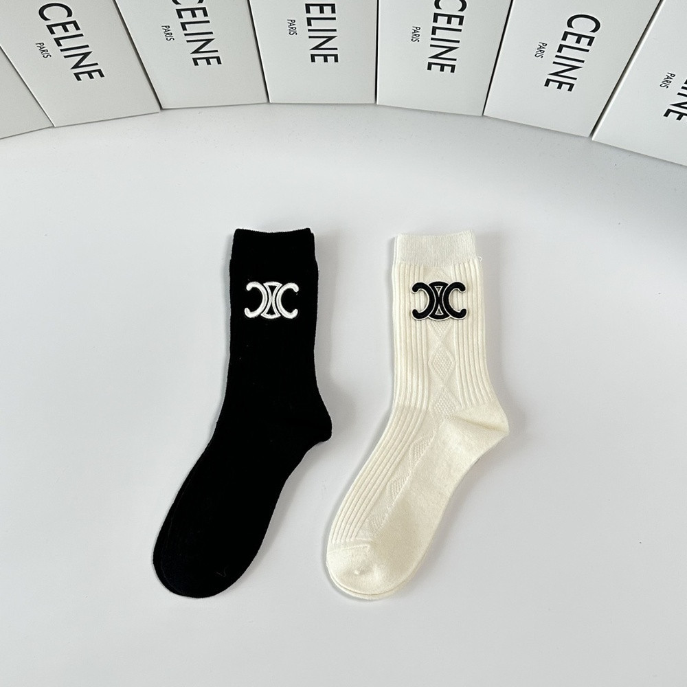 셀린느 캐시미어 로고 양말 세트
