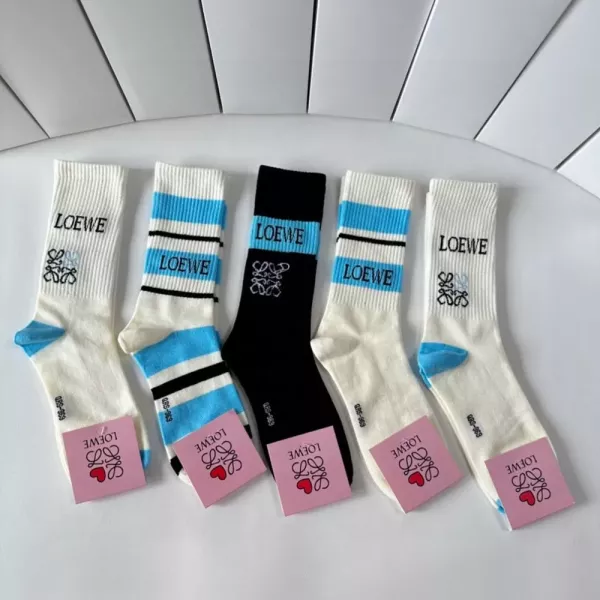 로에베 클래식 로고 중목 양말 세트