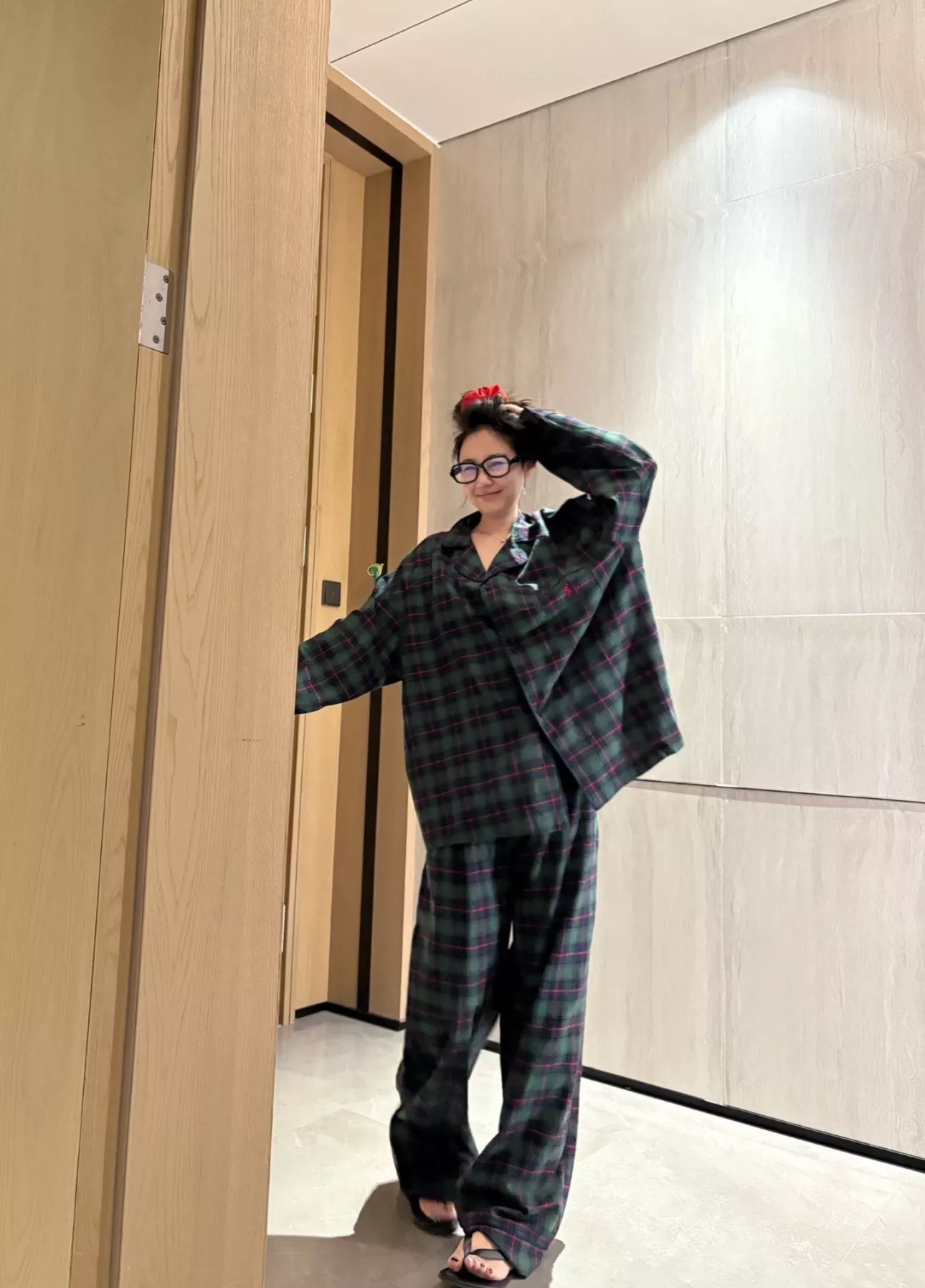 랄프로렌 빈티지 그린 체크 홈웨어 세트 상세 이미지 7