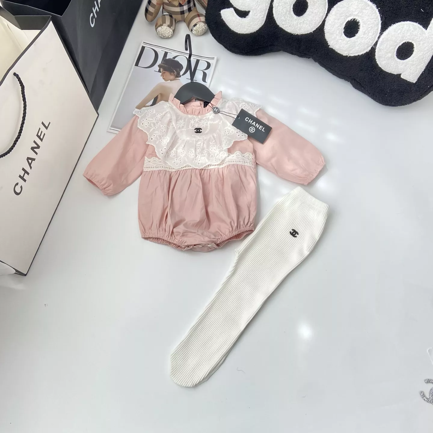 샤넬 유아 코튼 점프수트 레깅스 세트 상세 이미지 9