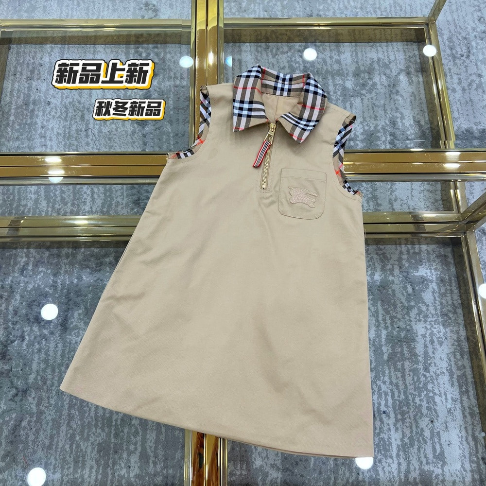 버버리 체크 카라 민소매 원피스