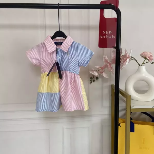 랄프로렌 스트라이프 배색 폴로 카라 원피스
