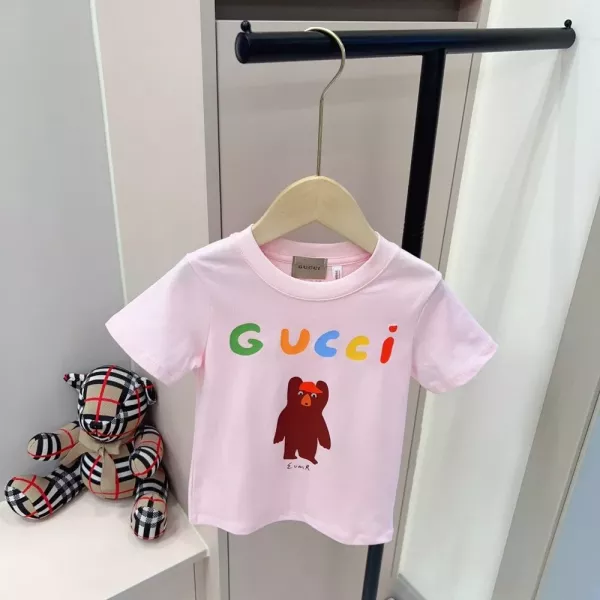 구찌 키즈 라운드넥 반소매 니트 티셔츠