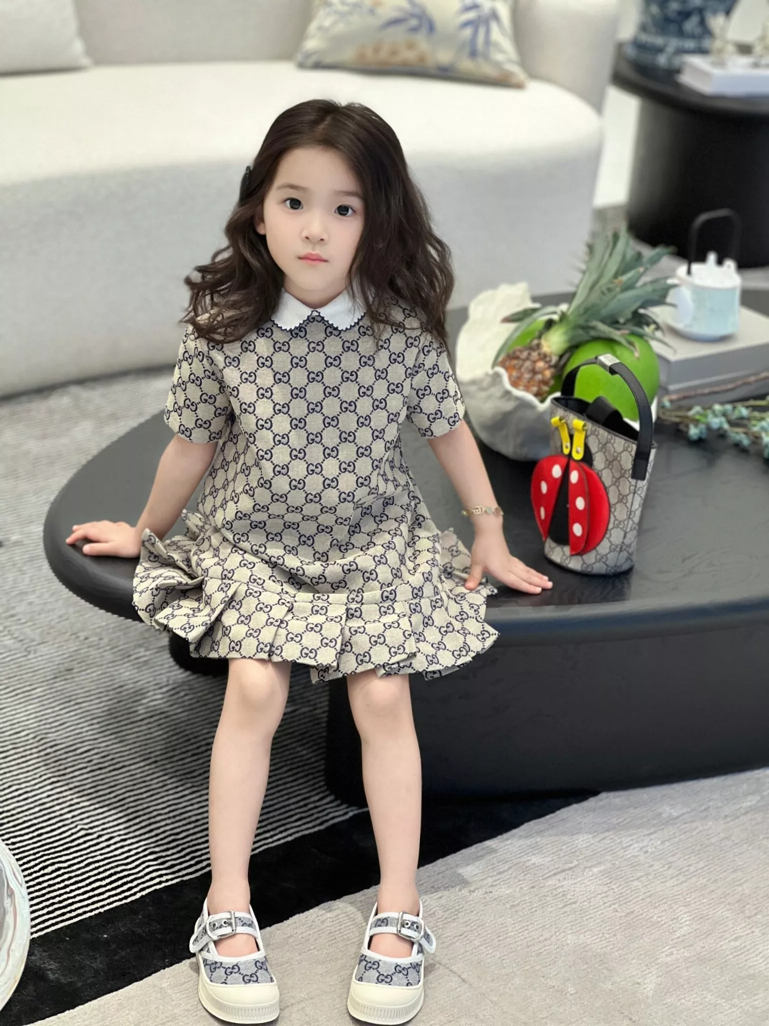 구찌 아동 데님 자카드 카라 원피스 상세 이미지 27
