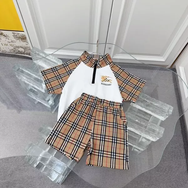 버버리 아동 카라 반소매 체크 원피스