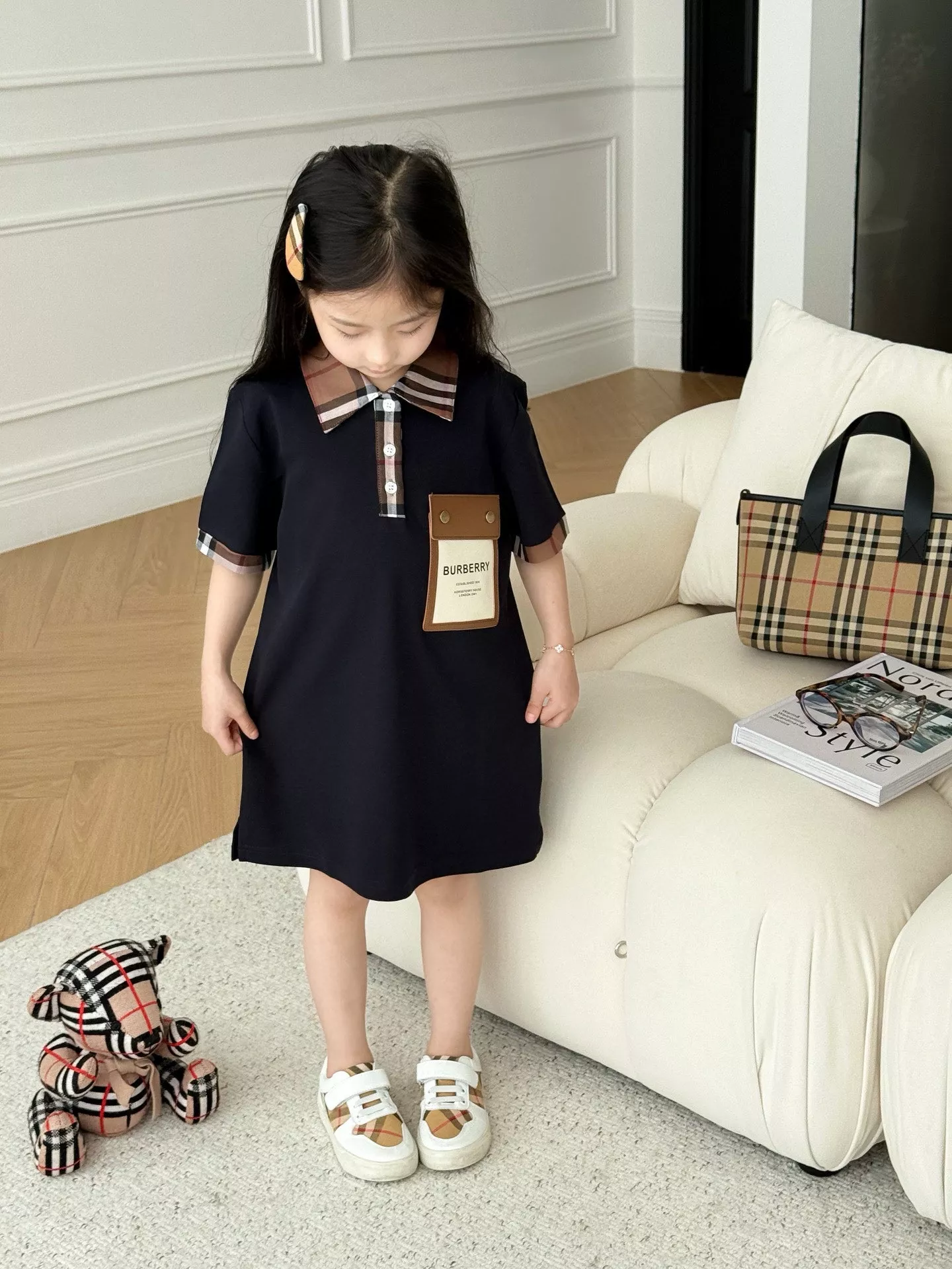 버버리 체크 카라 포켓 반소매 원피스 상세 이미지 15