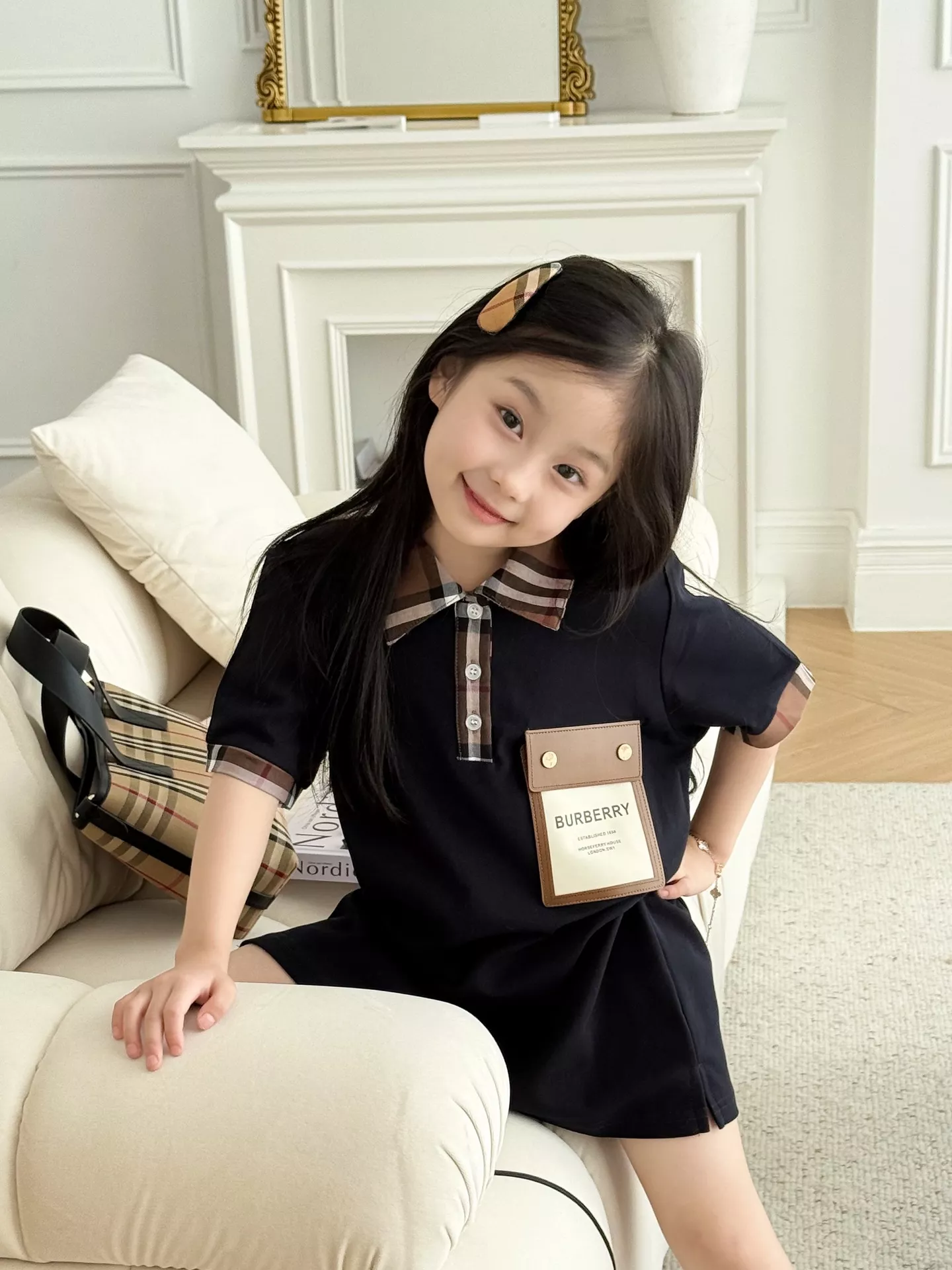 버버리 체크 카라 포켓 반소매 원피스 상세 이미지 14