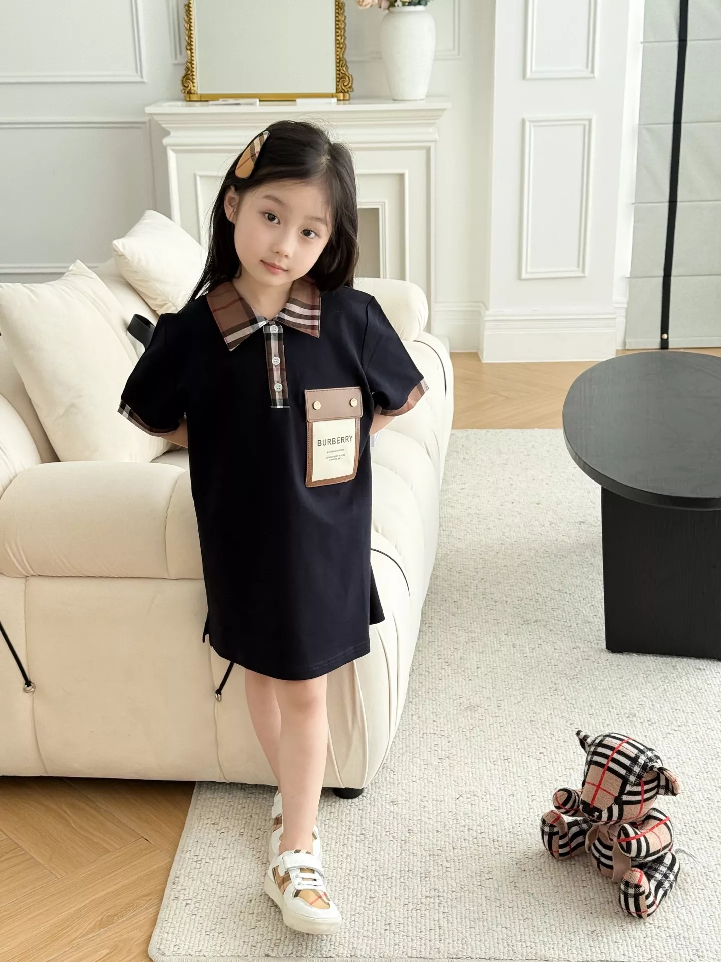 버버리 체크 카라 포켓 반소매 원피스 상세 이미지 13