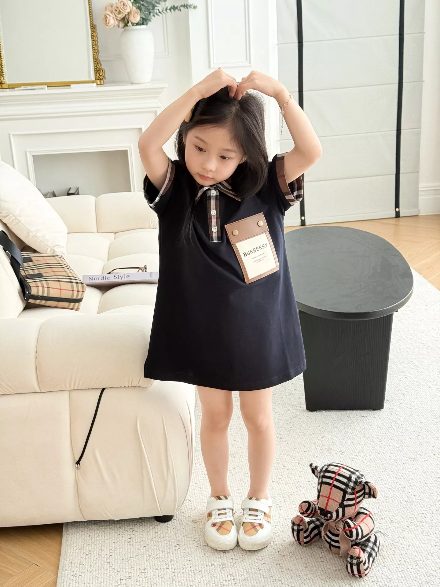 버버리 체크 카라 포켓 반소매 원피스 상세 이미지 12