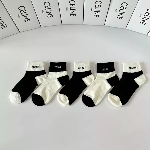 셀린느 로고 포인트 중목 양말 세트