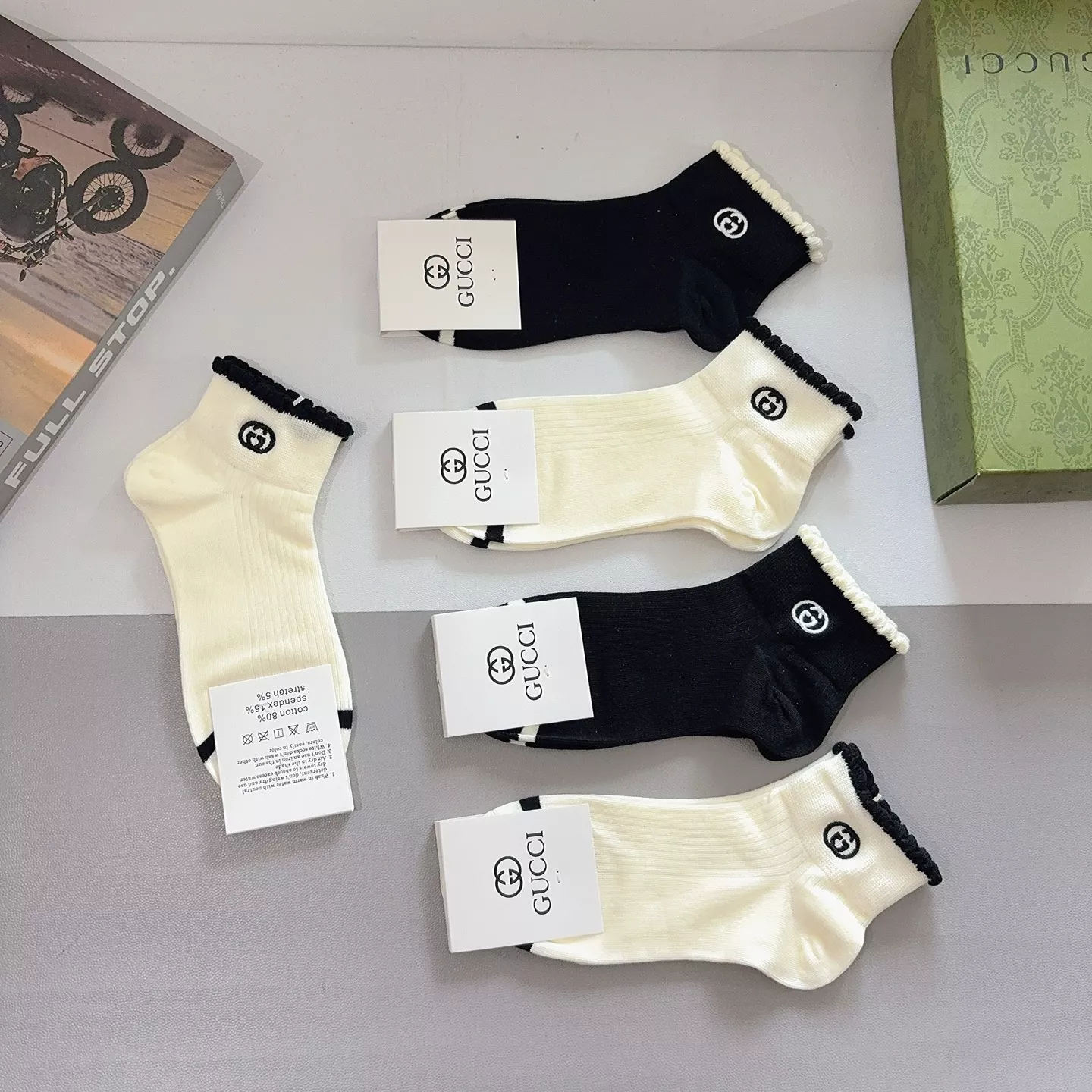 구찌 자수 로고 코튼 덧신 양말 상세 이미지 6