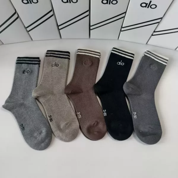 알로 더블 니들 자수 중장목 양말 세트