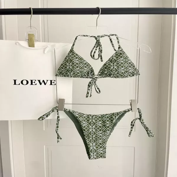 로에베 로고 패턴 홀터넥 비키니