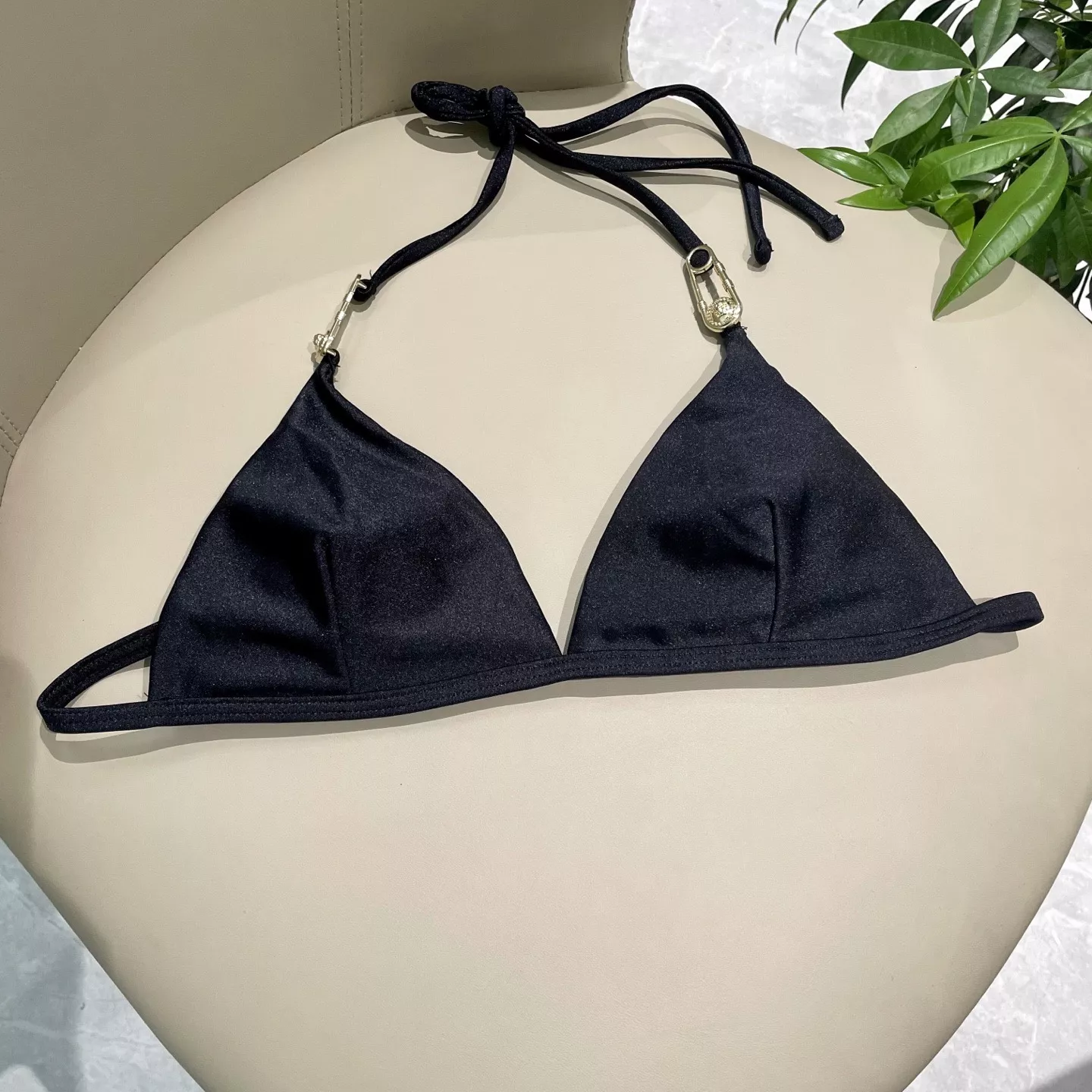 베르사체 여성용 블랙 홀터 비키니 수영복 상세 이미지 6