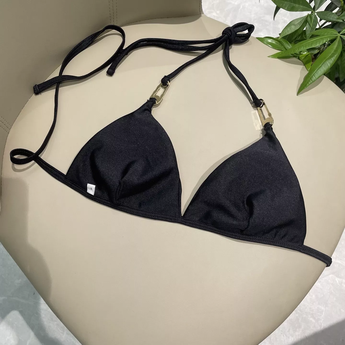 베르사체 여성용 블랙 홀터 비키니 수영복 상세 이미지 8