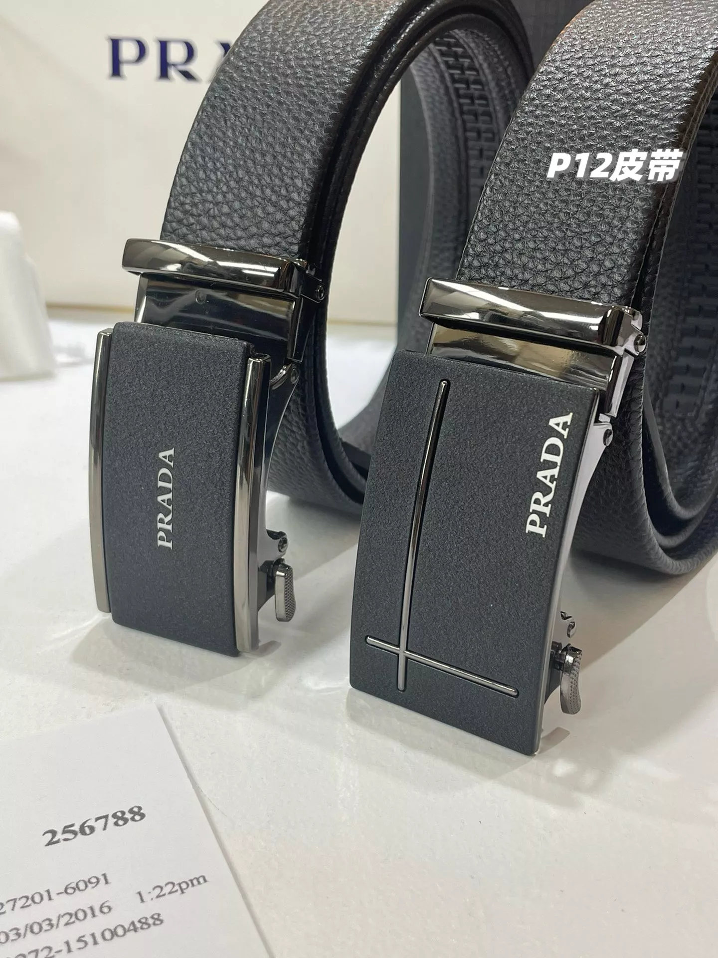 프라다 남성 더블 버클 소가죽 벨트 상세 이미지 15
