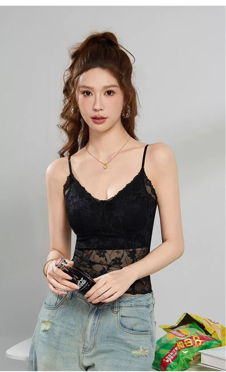 노브랜드 레이스 캡내장 슬림 브라탑 상세 이미지 3