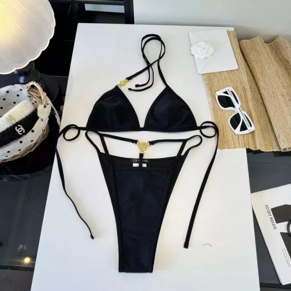 베르사체 홀터넥 스트랩 비키니 수영복
