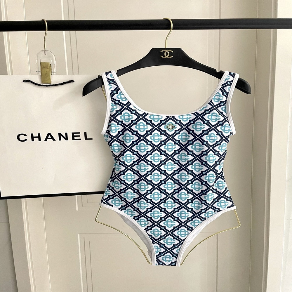 카사블랑카 패턴 백오픈 스윔웨어