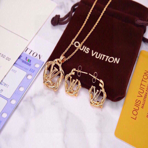 루이비통 LV 로고 목걸이와 귀걸이 세트