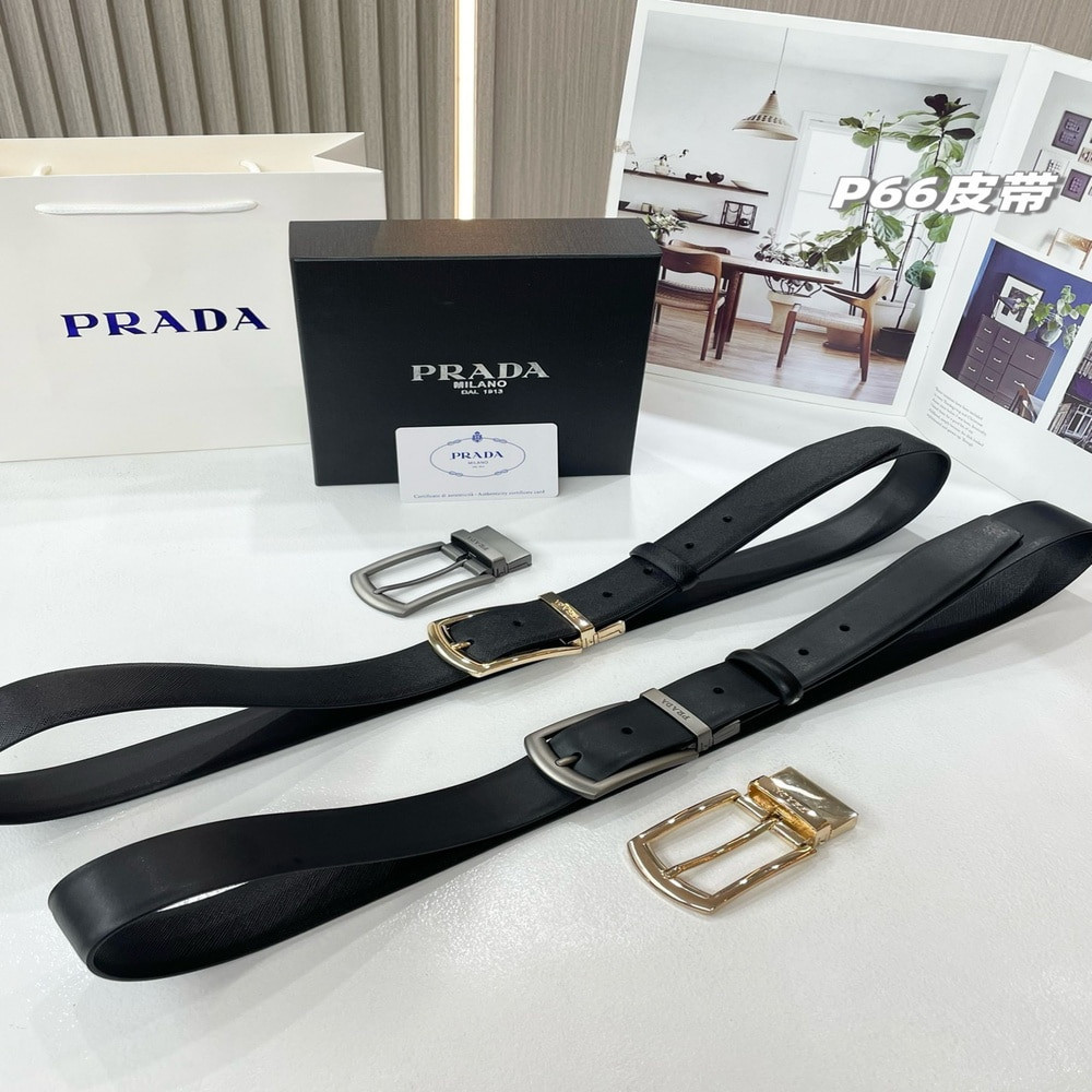 프라다 클래식 더블버클 양면 벨트