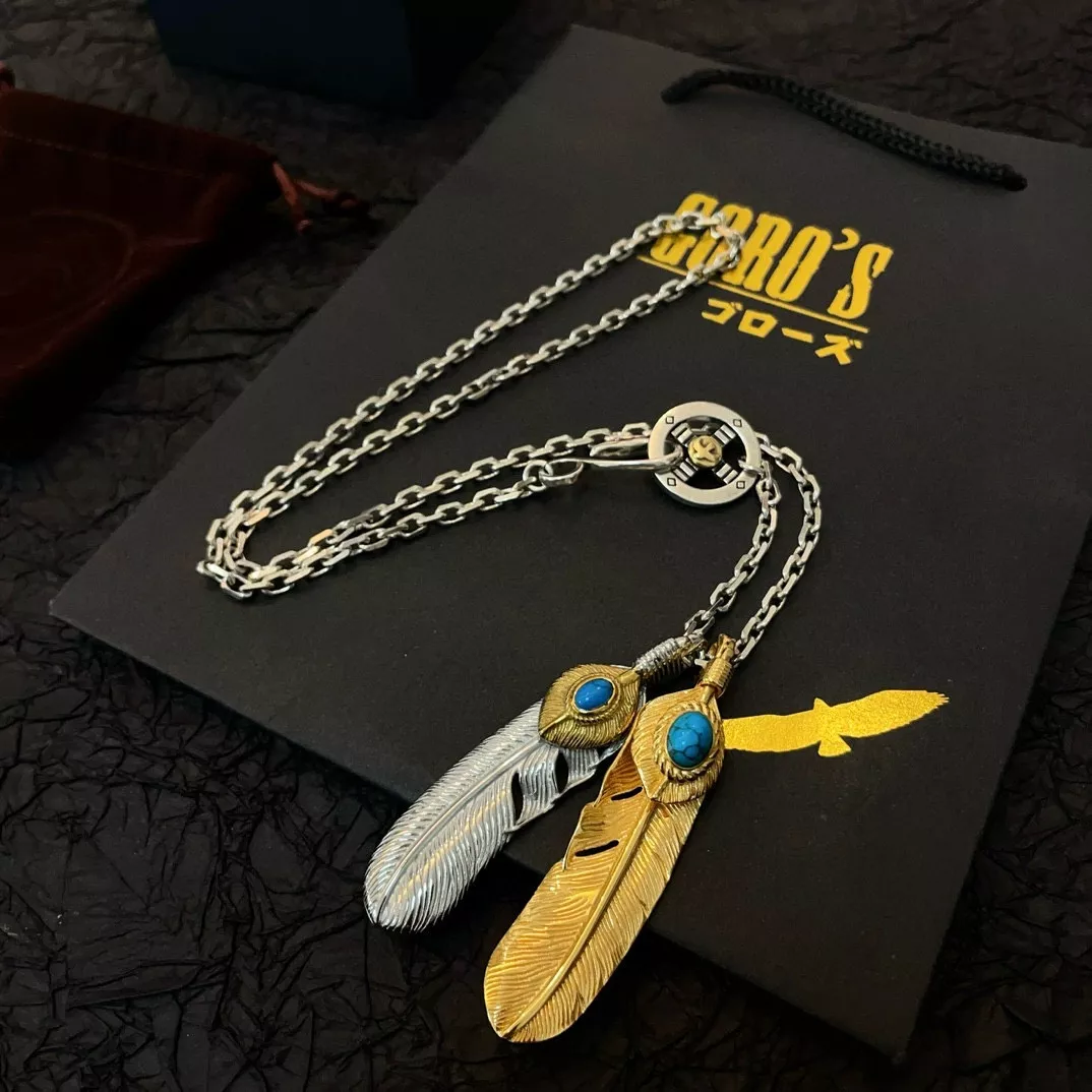 고로스 터키석 깃털 펜던트 체인 목걸이 상세 이미지 9