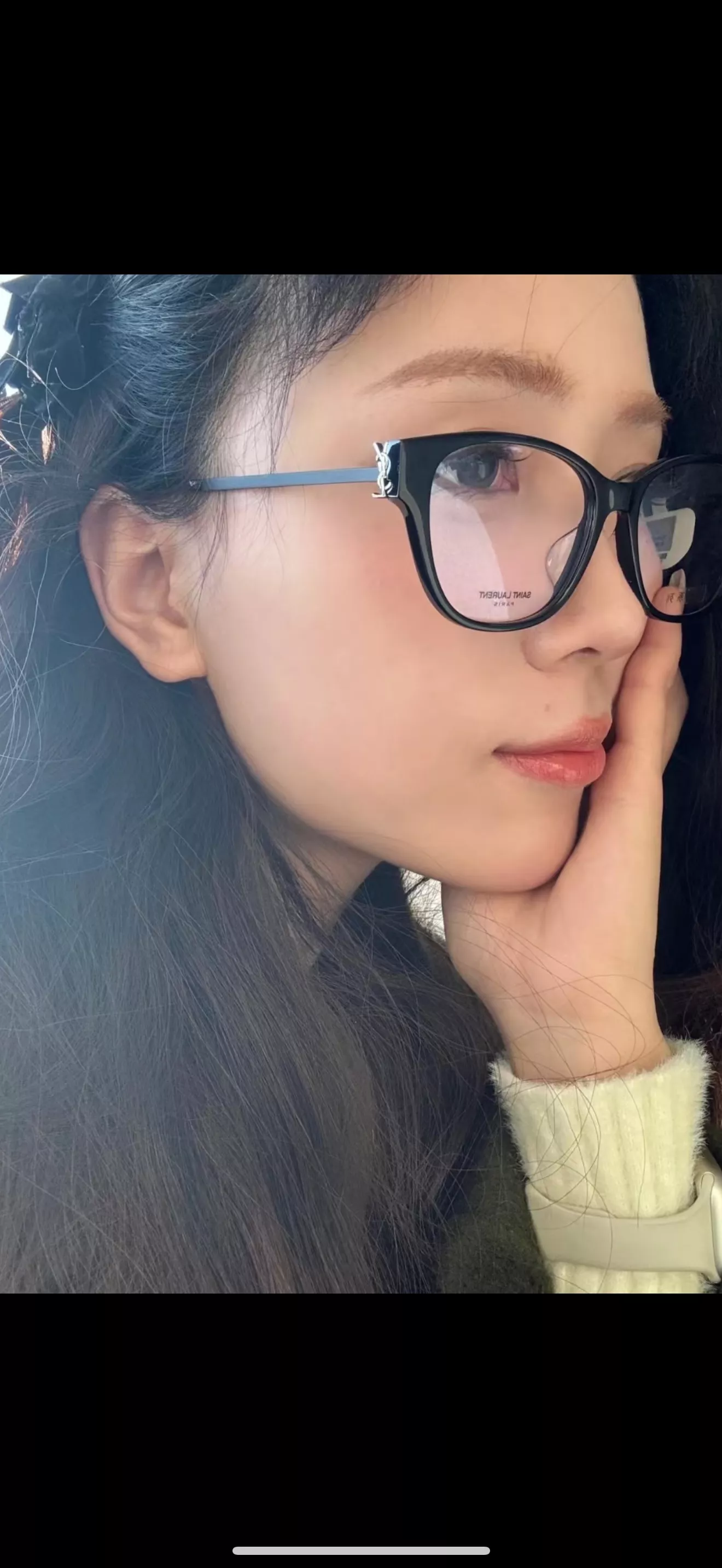 입생로랑 메탈 로고 장식 사각 안경테 상세 이미지 47