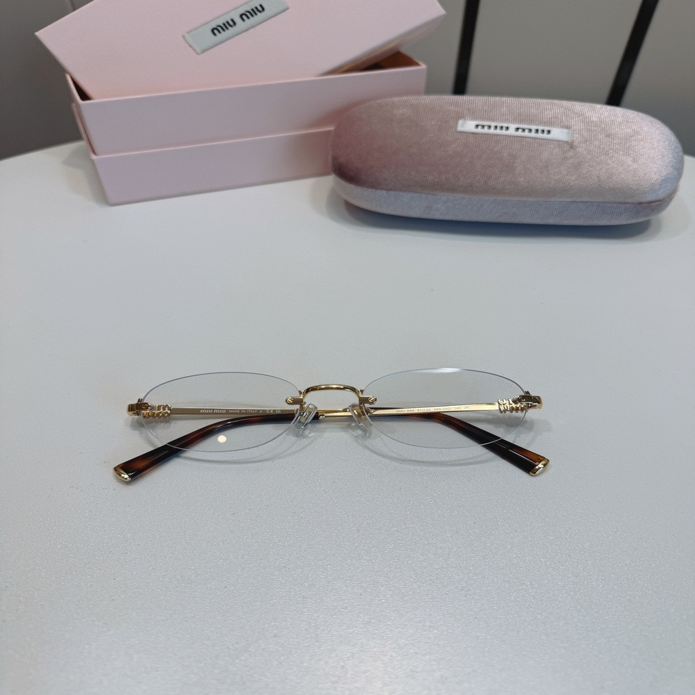 미우미우 메탈 무테 오벌 안경테