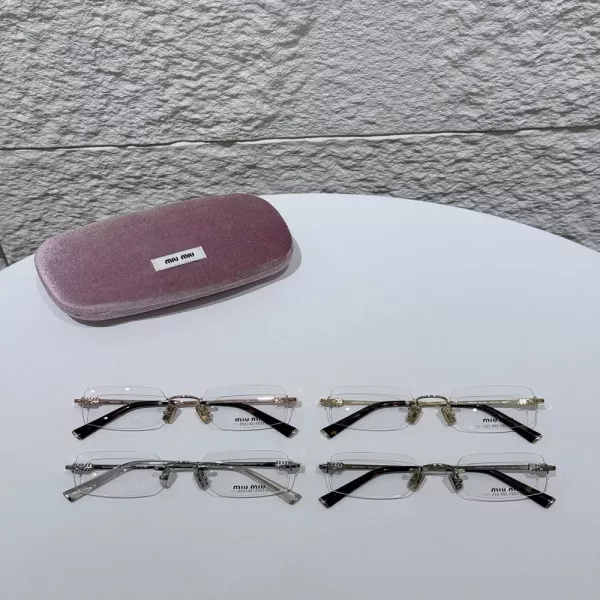 미우미우 무테 직사각 메탈 안경테