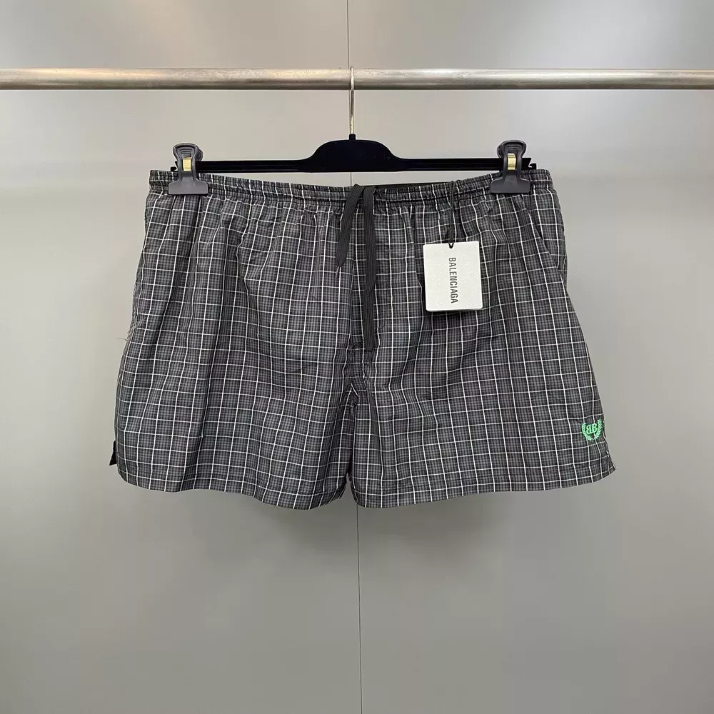 발렌시아가 체크 패턴 밴딩 쇼츠