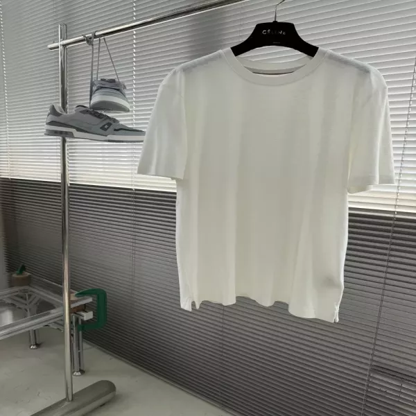 로로피아나 퓨어 컬러 라운드넥 반소매 티셔츠