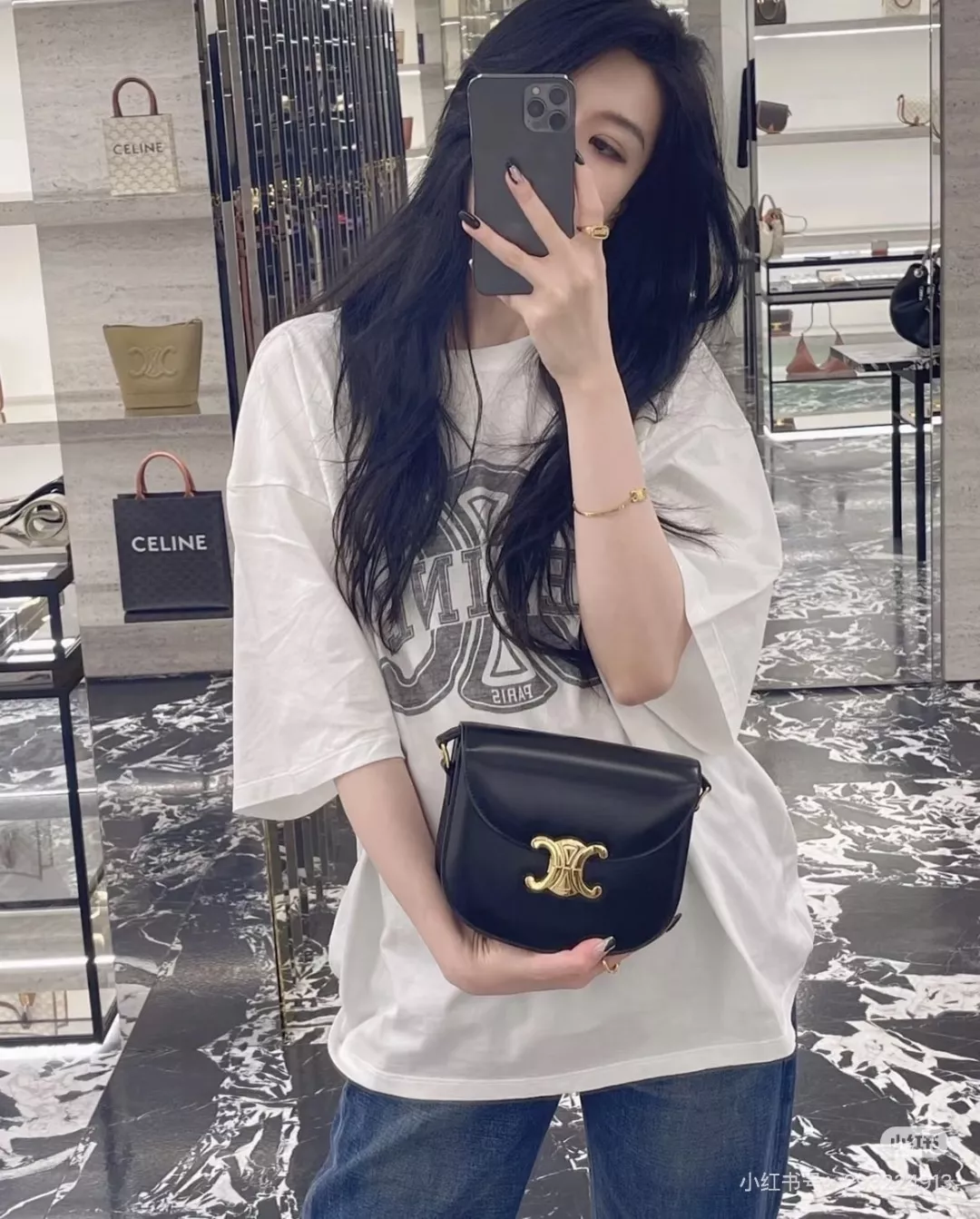 셀린느 트리오페 로고 프린트 코튼 반소매 상세 이미지 19