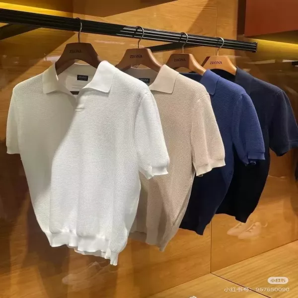 제냐 펀칭 반소매 폴로 셔츠