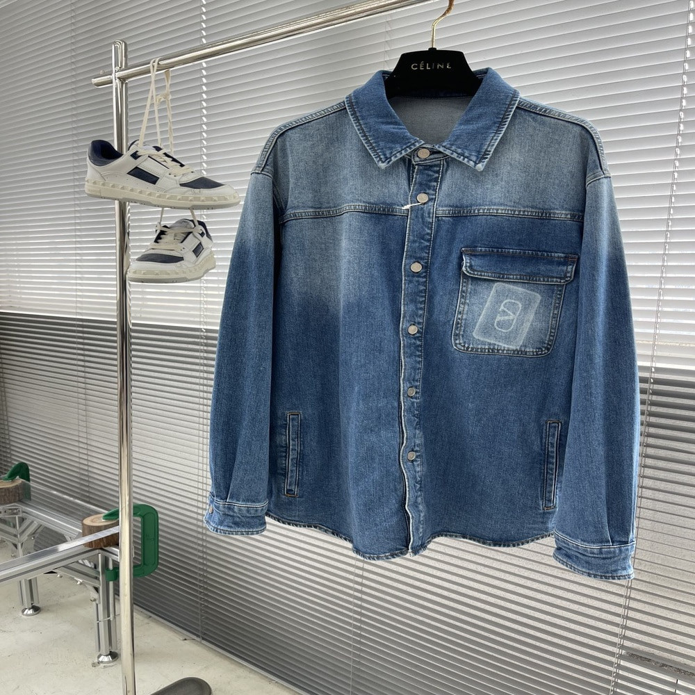 발렌티노 워싱 루즈핏 데님 재킷