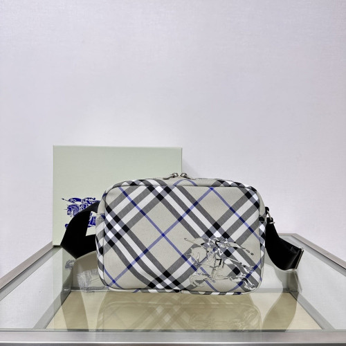 버버리 체크 패턴 자수 로고 스트랩백