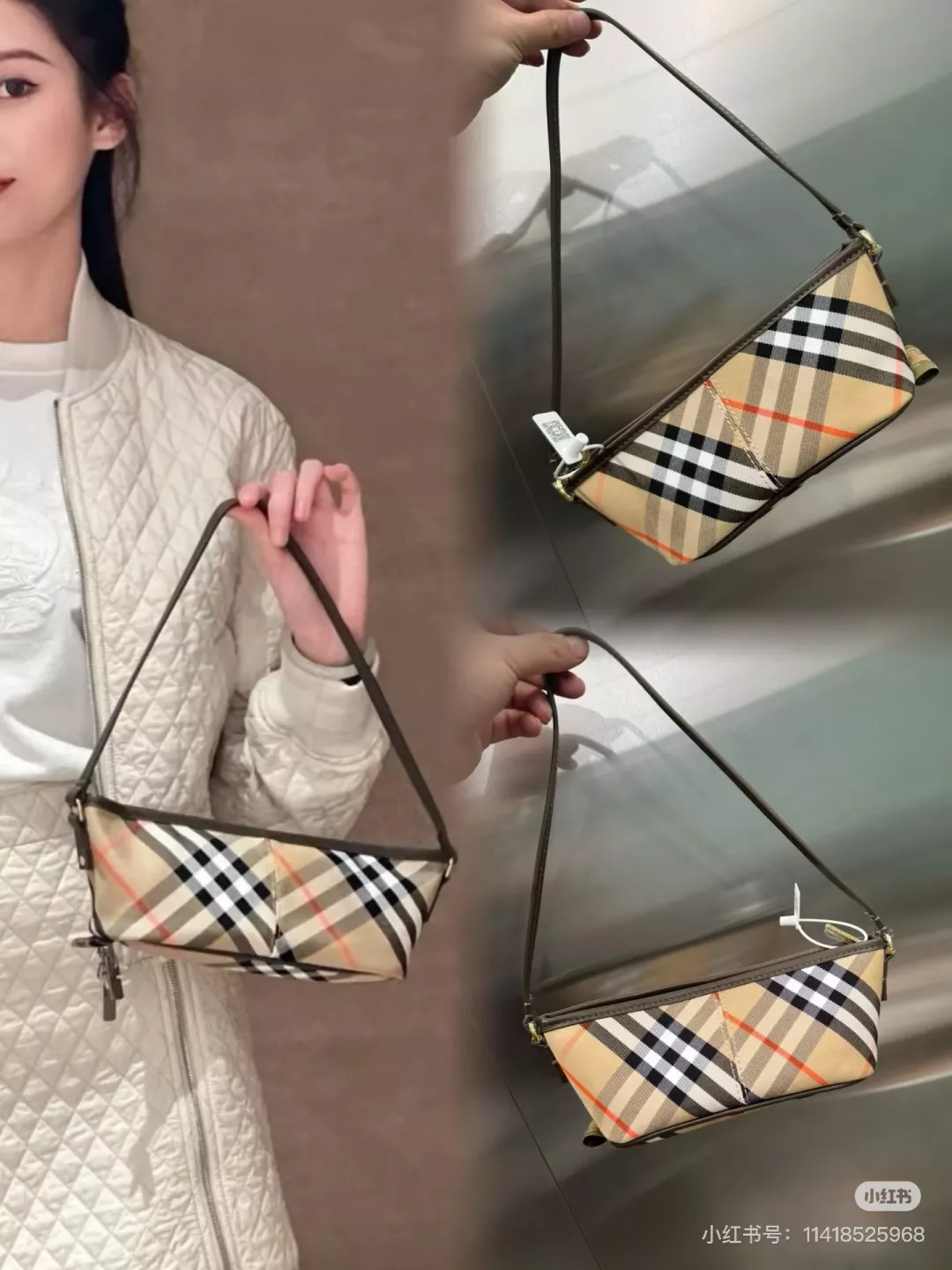 버버리 체크 패브릭 숄더 스타일 백 상세 이미지 10