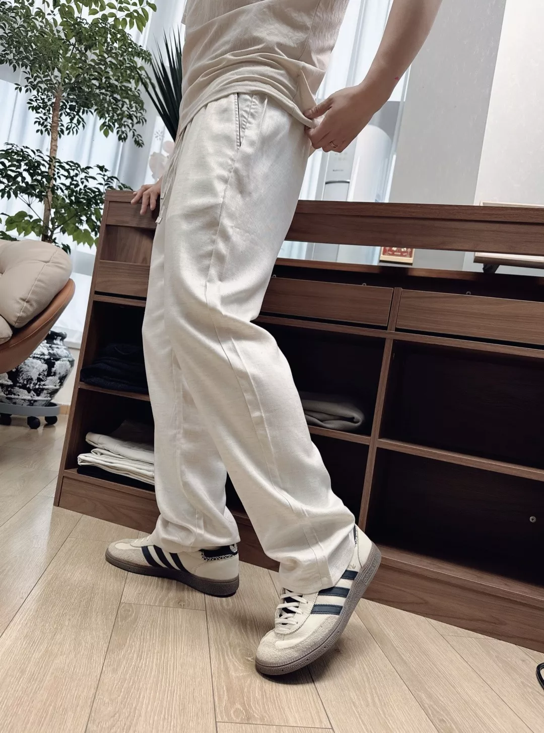 디올 린넨 혼방 드로우스트링 일자 팬츠 상세 이미지 20